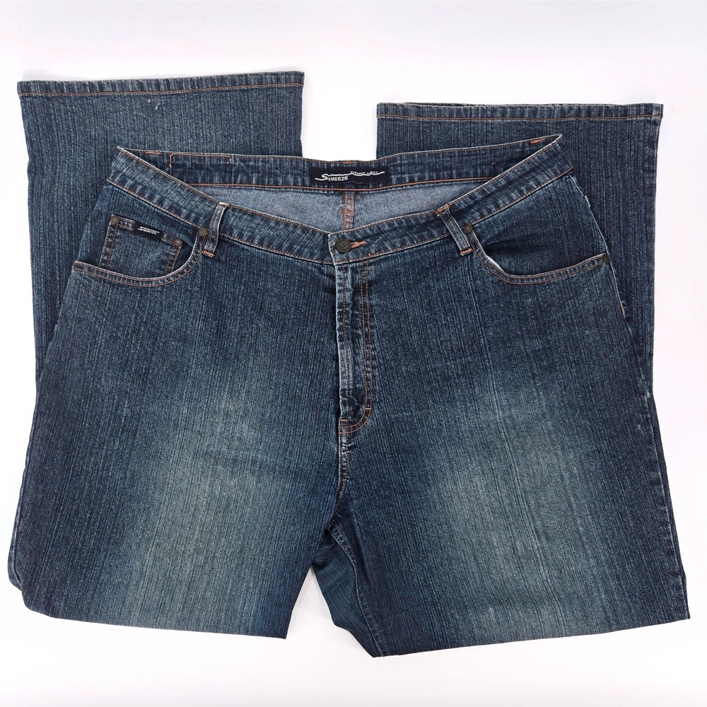 Squeeze Jeans Stephen Hardy Y2K Wide Leg Flare High Rise Stretchy Baggy